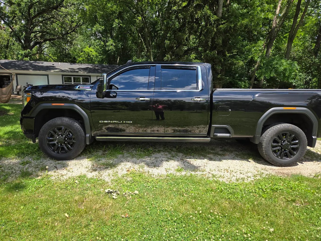Black GMC Denali HD truck tint